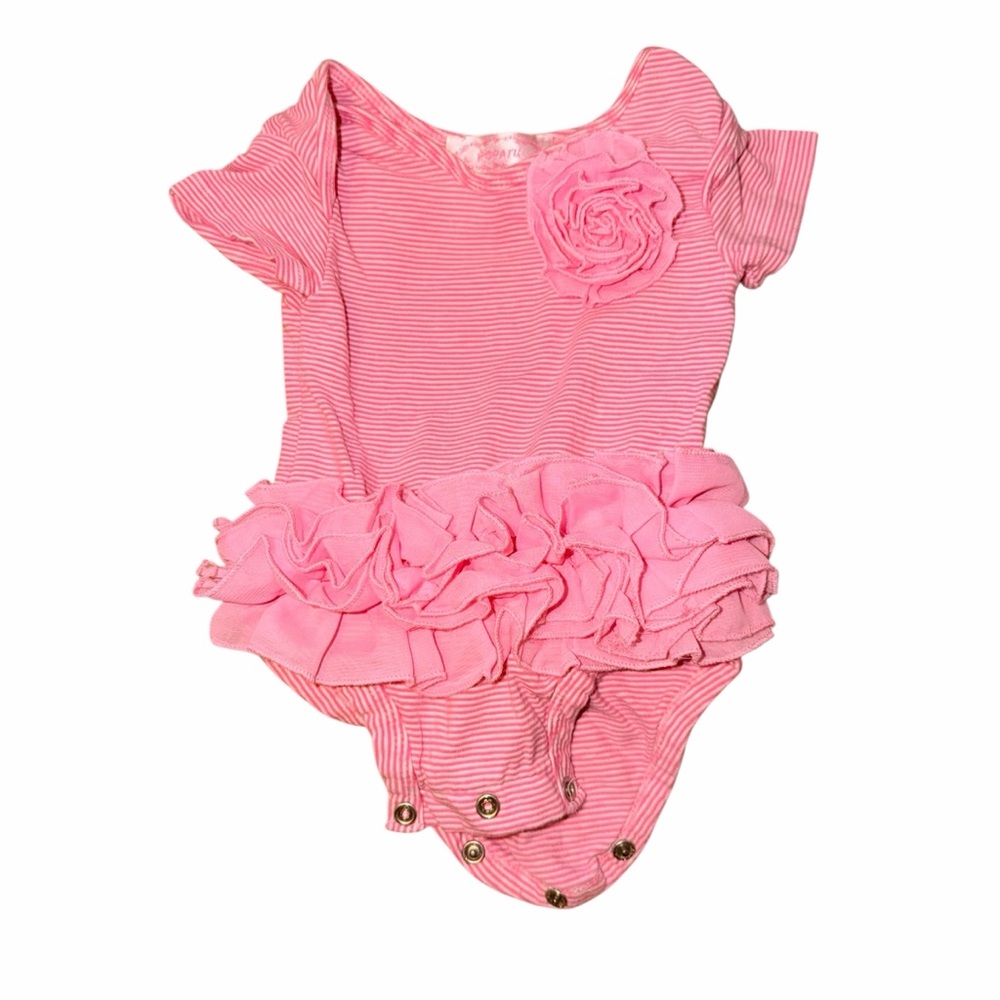 Popatu Baby Girl Pink Ruffle Rosette Bodysuit 6-9M
